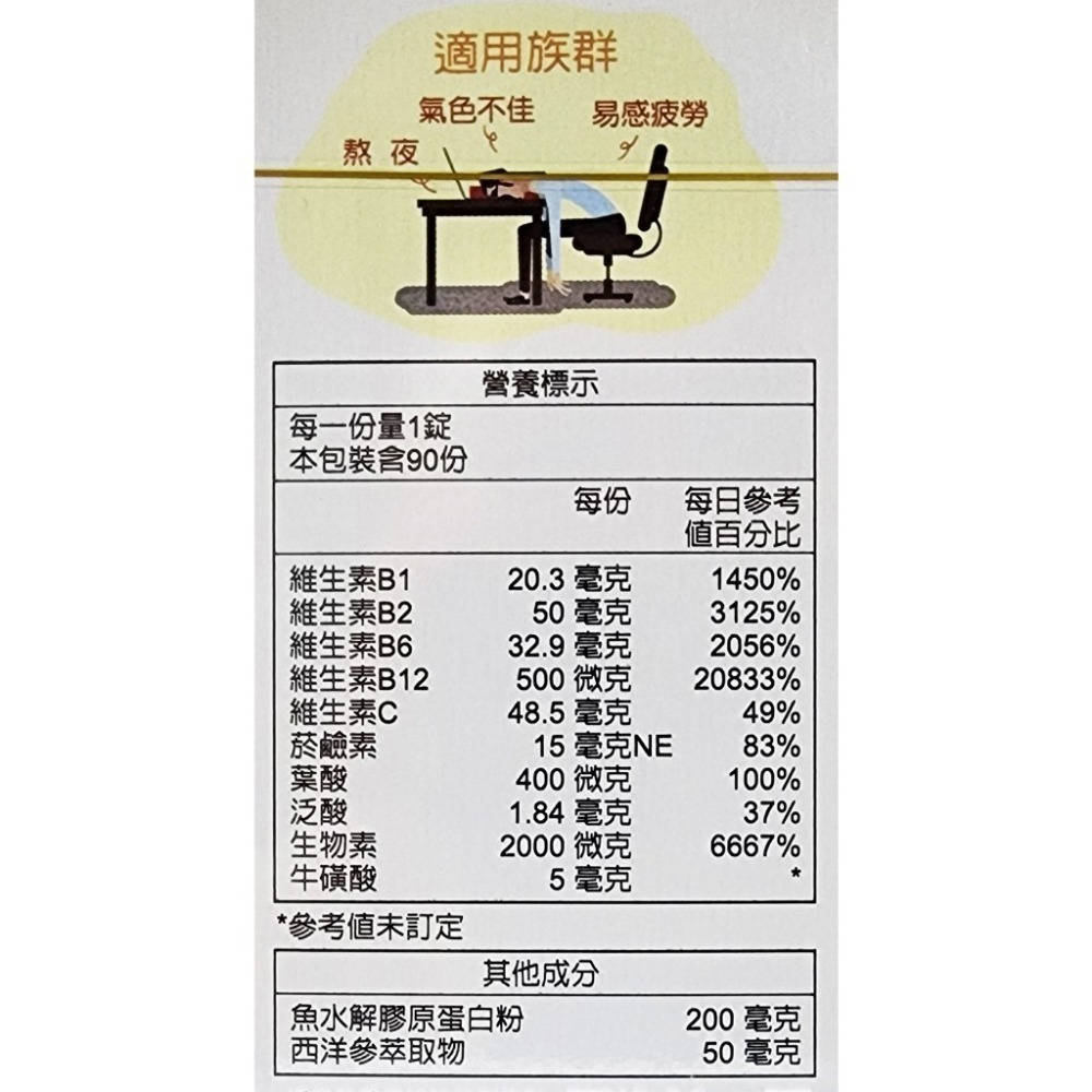 去除批號與點數 永信活泉 活力B群錠 90錠/盒-細節圖3