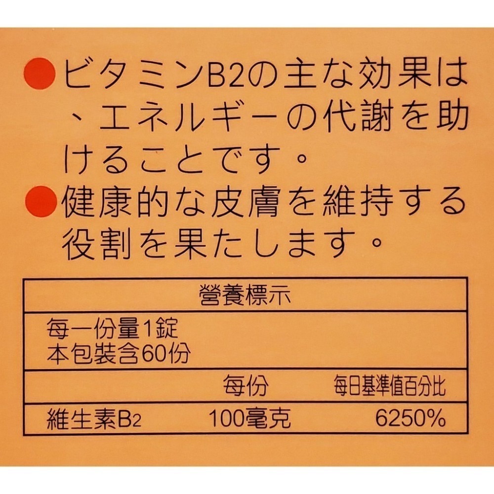 人生製藥 渡邊 維他命B2 膜衣錠 60錠/瓶-細節圖3