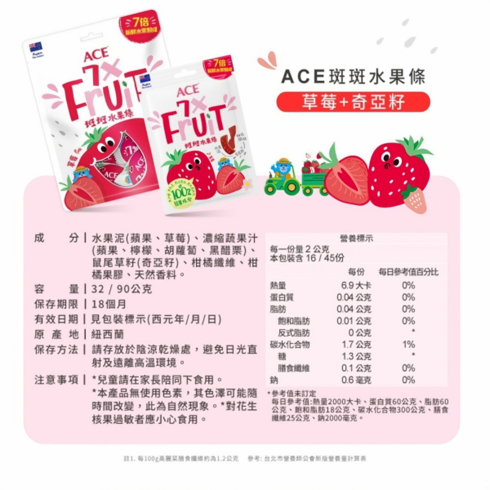 ACE 斑斑水果條 90g/包 四種口味 紐西蘭製造 草莓 百香果 黑醋栗 奇異果-細節圖9