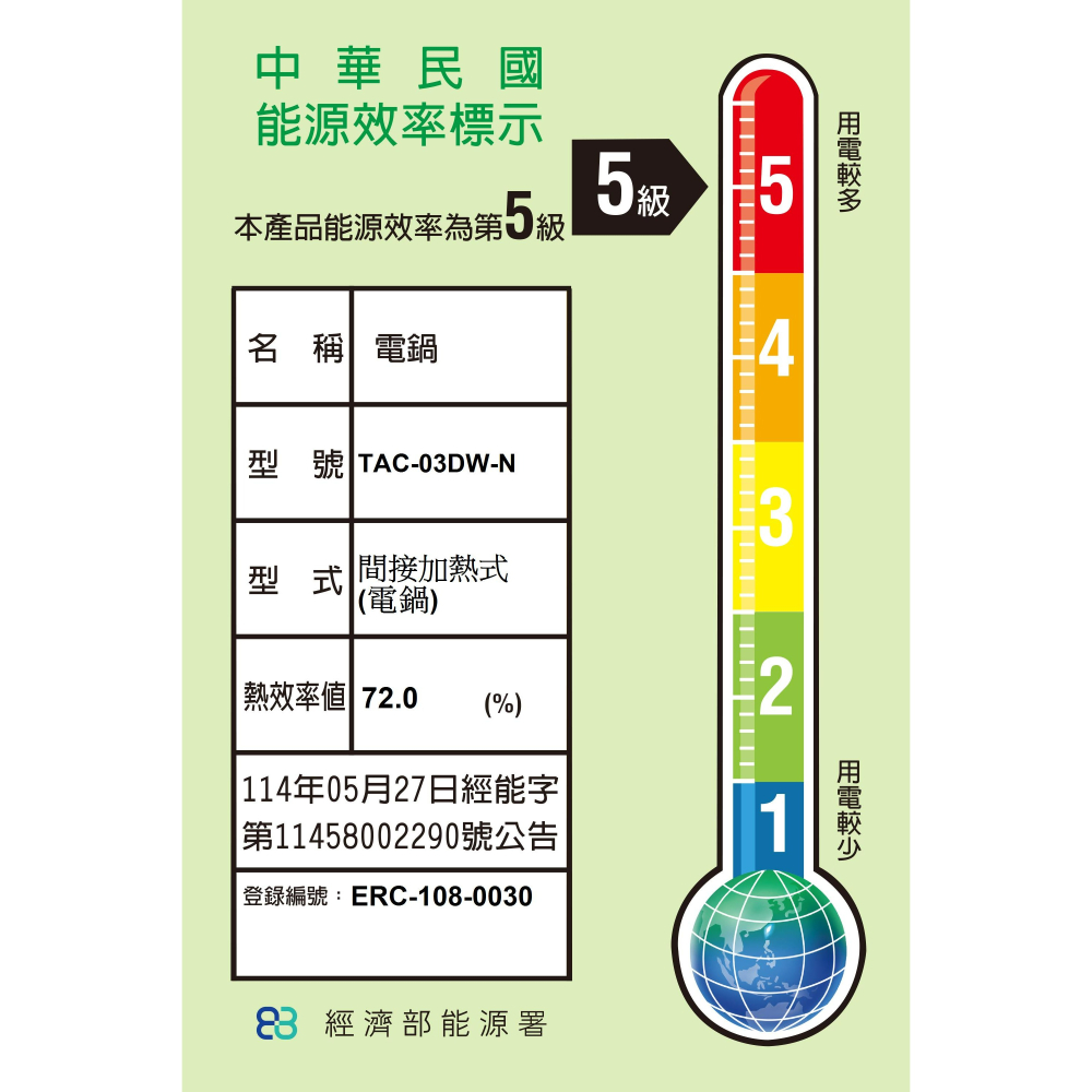 TATUNG 大同 TAC-03DW-NW 3人份電鍋 珍珠白-細節圖3