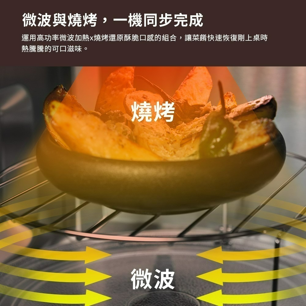 Electrolux 伊萊克斯 EMG23D22SB 23L 極致美味500 獨立式燒烤微波爐 奶茶色-細節圖3