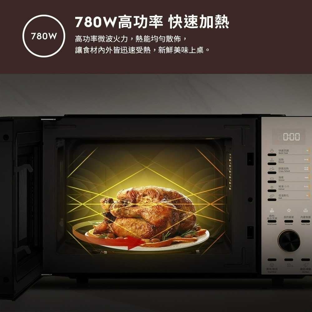 【送矽膠隔熱組】Electrolux 伊萊克斯 EMG23D22SB 23L 極致美味500 獨立式燒烤微波爐 奶茶色-細節圖4