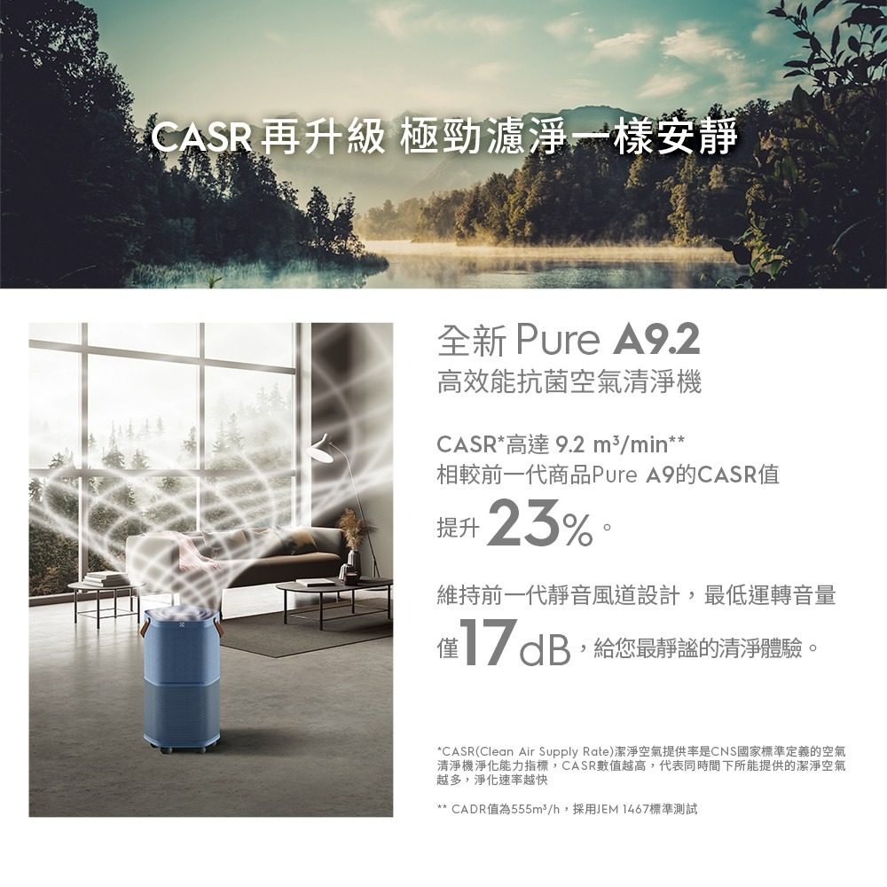 Electrolux 伊萊克斯 EP71-56BLA 空氣清淨機 Pure A9.2 高效能抗菌 丹寧藍 適用22坪-細節圖3