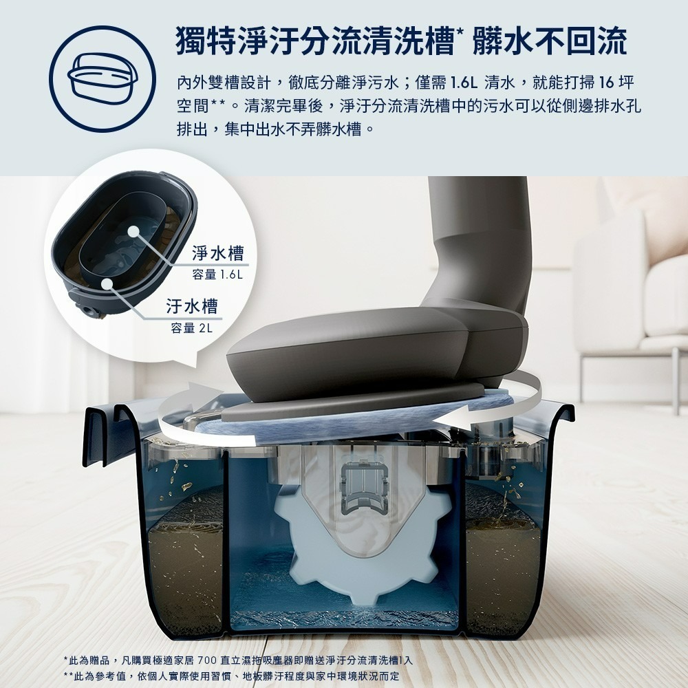 Electrolux 伊萊克斯 EFS71435 直立濕拖吸塵器 靜謐棕 極適家居700-細節圖3