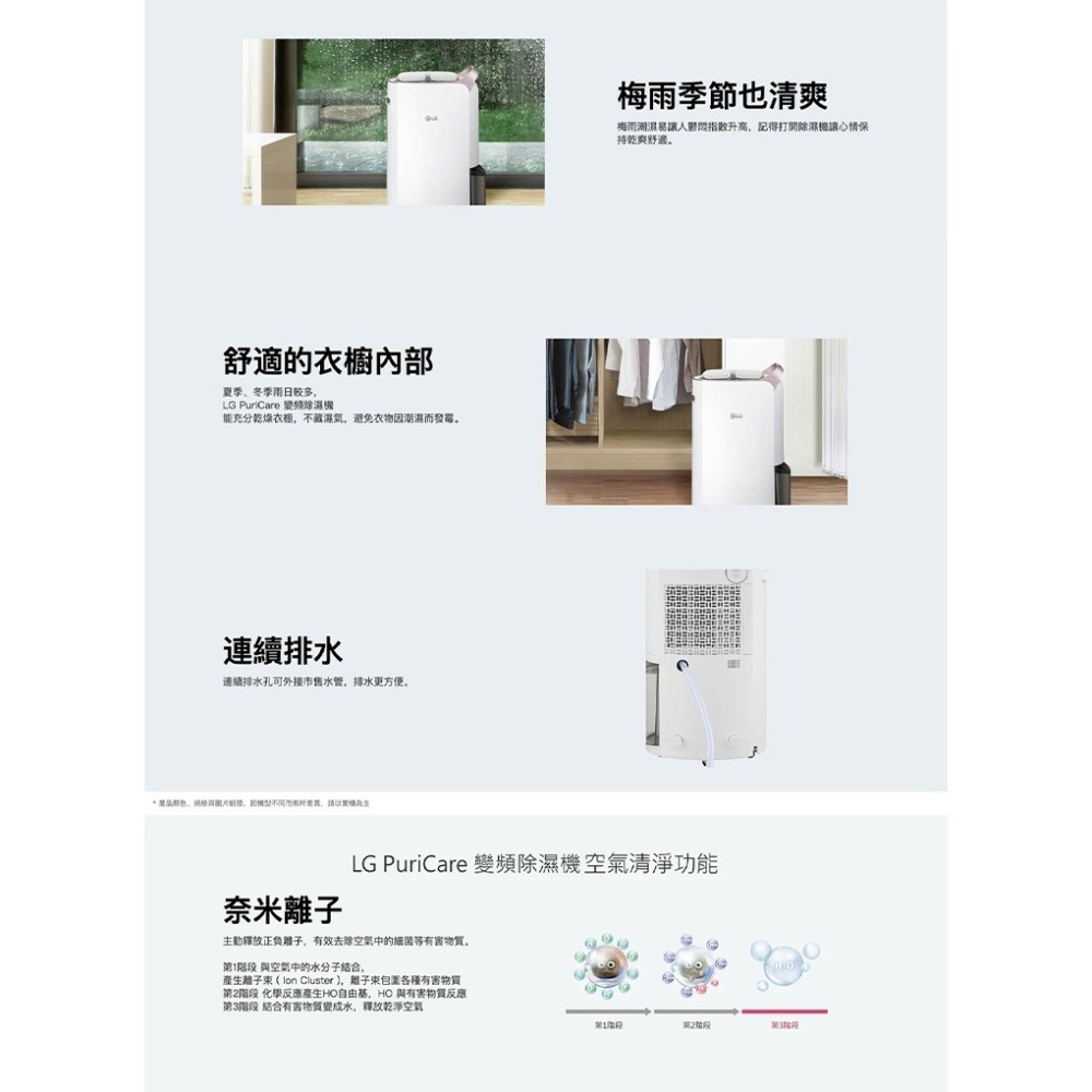 【預購5月初】LG 樂金 MD181QWE0 除濕機 18公升/日 PuriCare™ UV抑菌燈 WiFi 手把白-細節圖7