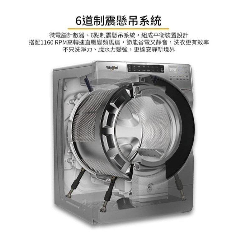Whirlpool 惠而浦 8TWFC6820LC 滾筒洗衣機 17公斤 美式蒸氣 洗脫烘-細節圖10