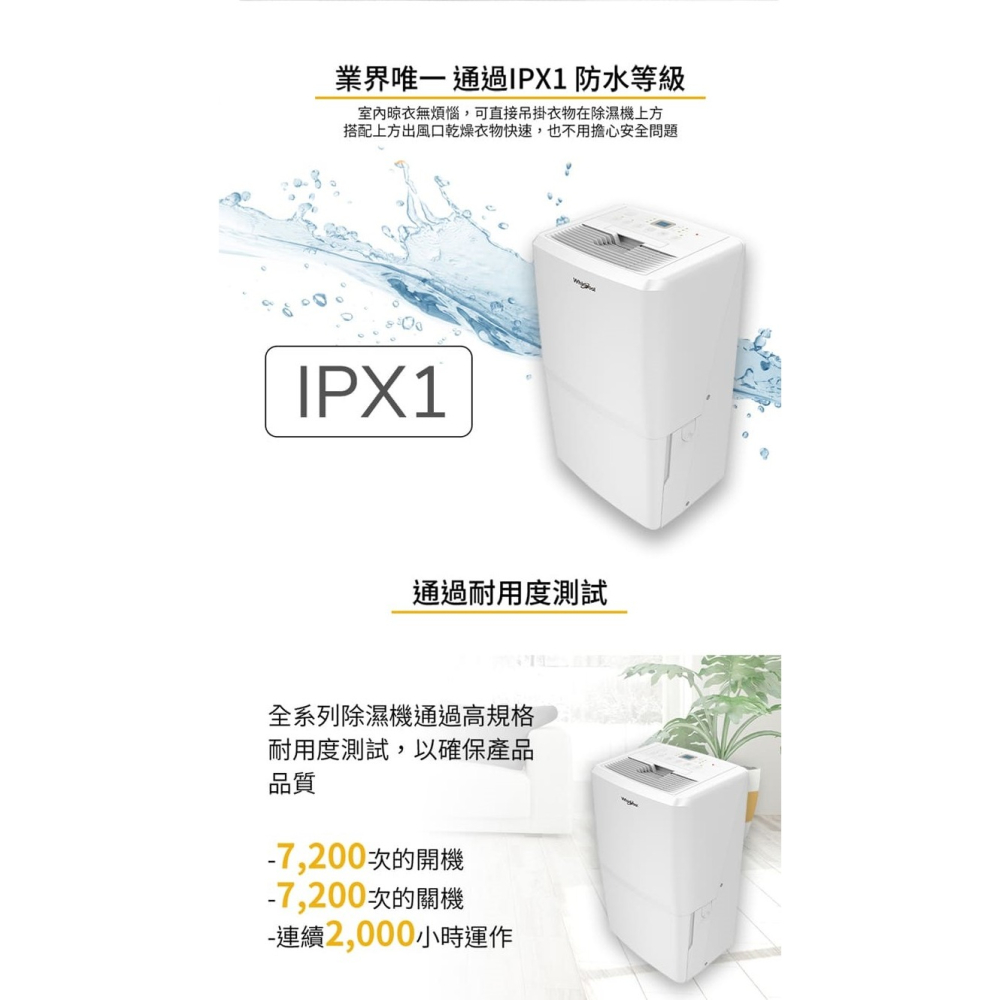 Whirlpool 惠而浦 WDEE30AW 除濕機 16公升 一級能效 節能-細節圖7