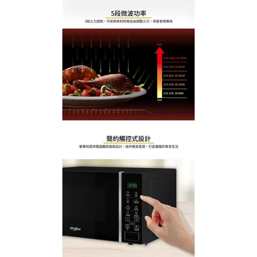 Whirlpool 惠而浦 WMWE200B 微波爐 20公升 微電腦-細節圖4
