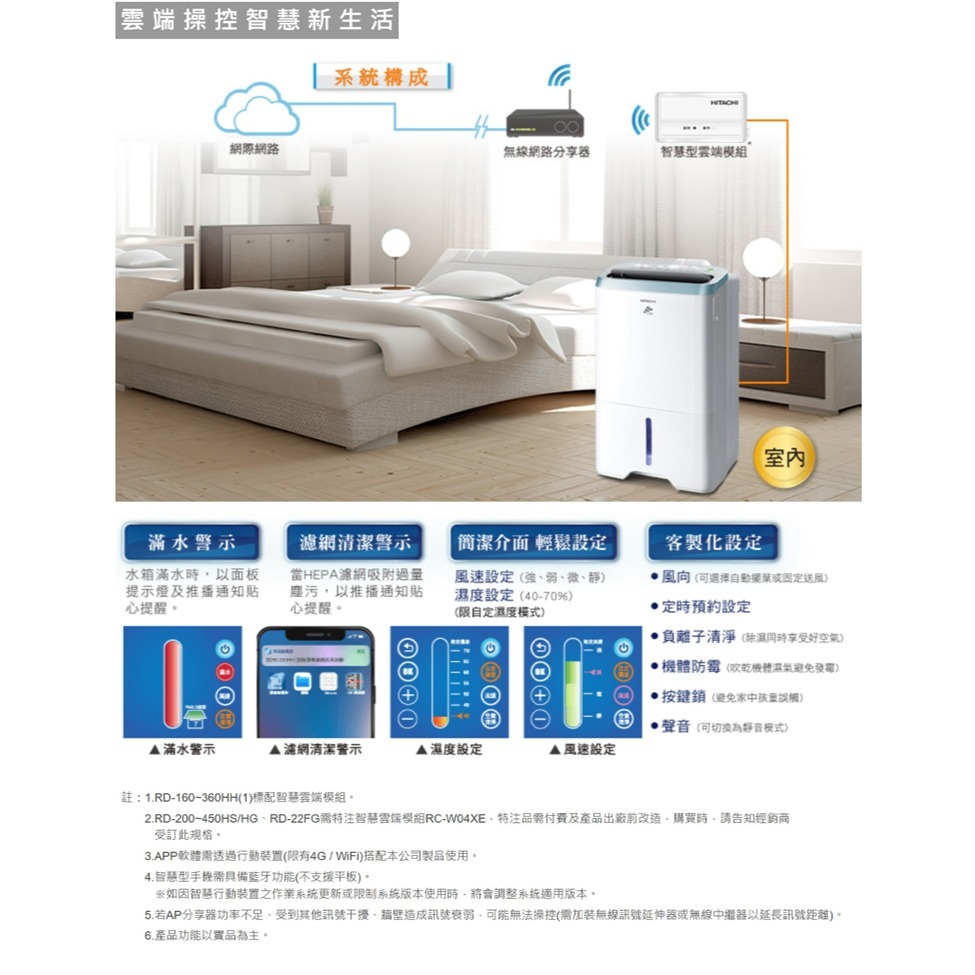 HITACHI 日立 RD-160HH 除濕機 8L/日 清淨除濕 HEPA濾網 手機APP遙控-細節圖9