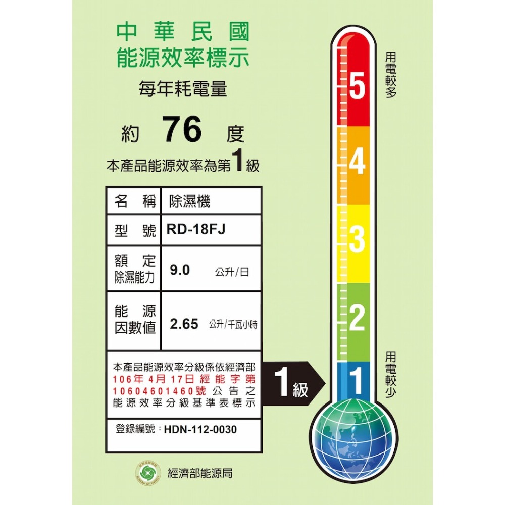 HITACHI 日立 RD-18FJ 除濕機 9公升 一級節能-細節圖2