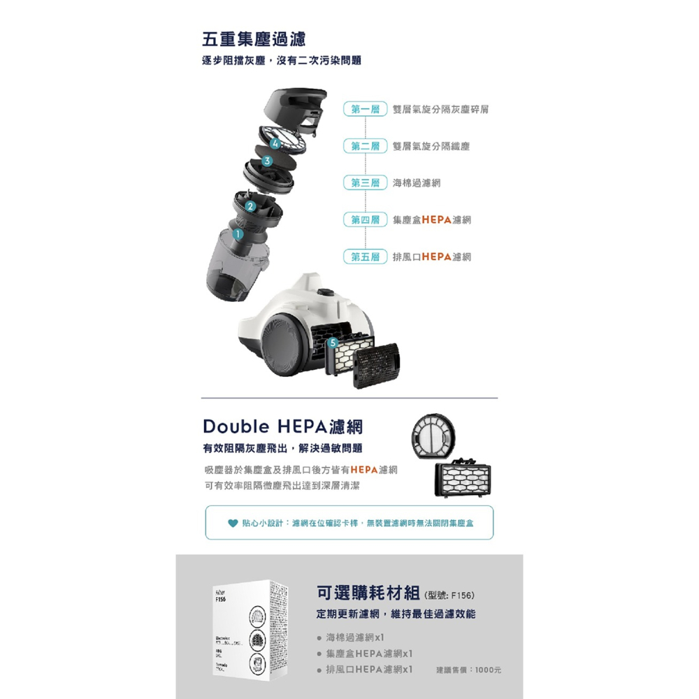 Electrolux 伊萊克斯 EC41-6SW 吸塵器 氣旋式集塵盒吸塵器 柔和白-細節圖4
