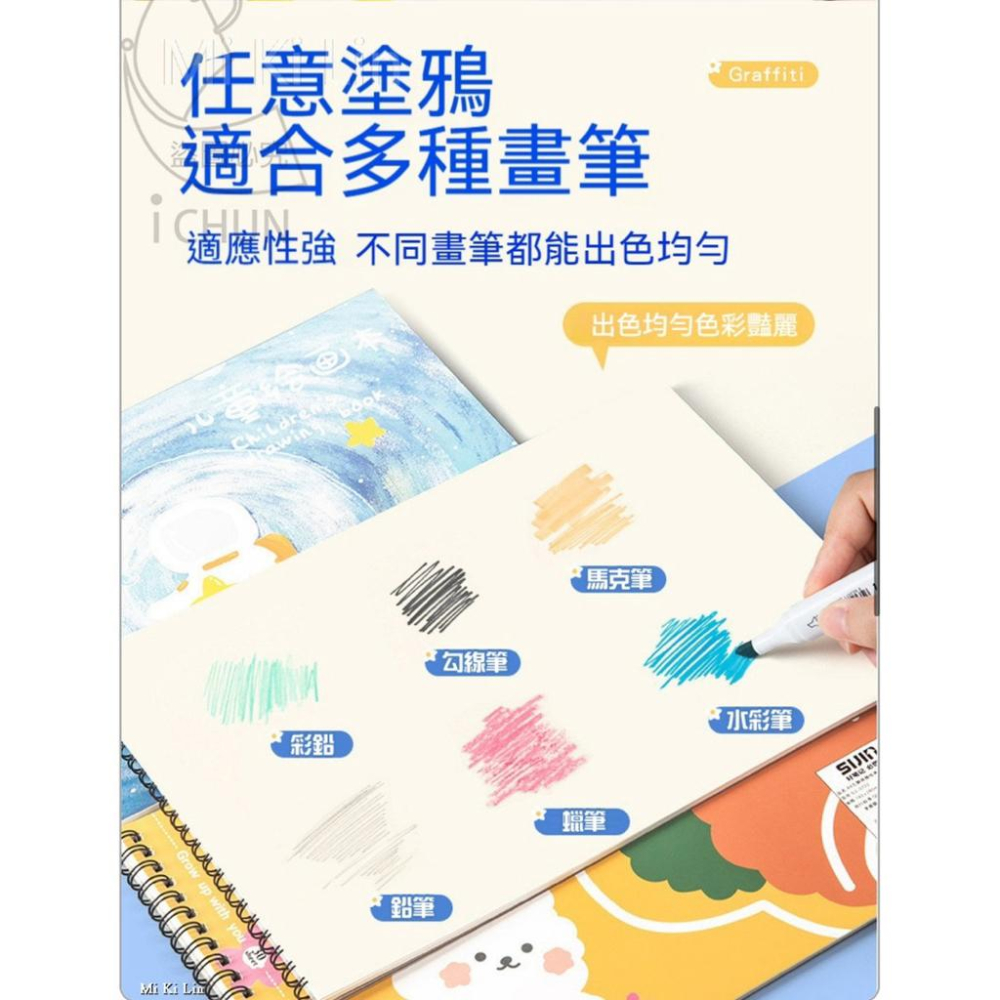 【台灣現貨】盡情揮灑創意A4空白繪畫本-4本/套 筆記本 空白繪畫本 畫本 A4 圖畫紙 線圈筆記本 塗鴉-細節圖5
