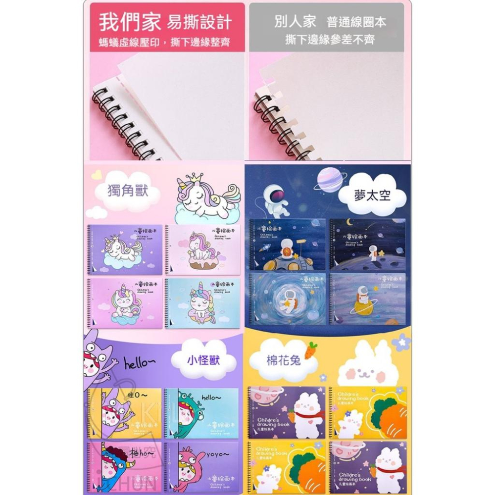【台灣現貨】盡情揮灑創意A4空白繪畫本-4本/套 筆記本 空白繪畫本 畫本 A4 圖畫紙 線圈筆記本 塗鴉-細節圖6