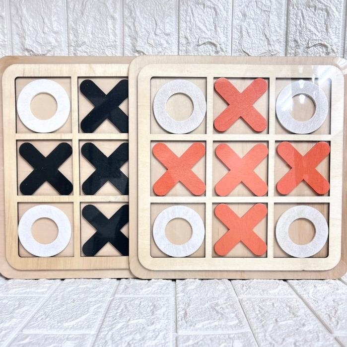 【台灣現貨 24H秒出】 OX遊戲 不挑色 木製井字遊戲 益智遊戲 親子互動遊戲 益智啟蒙 親子互動 露營好物-細節圖2