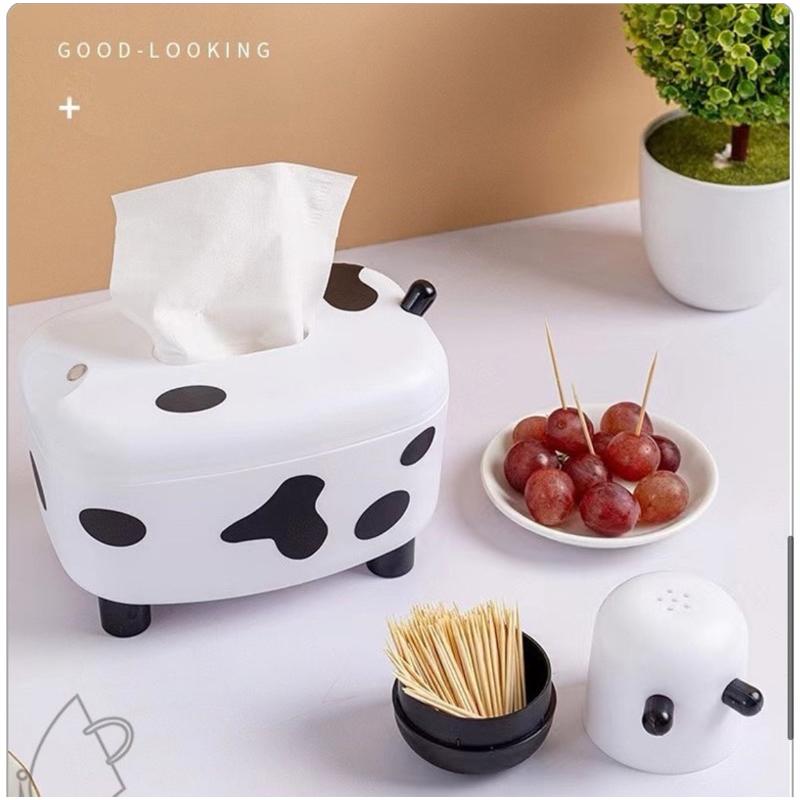 ［現貨］台灣出貨 森然小舖 超萌乳牛創意二合一牙籤紙巾盒 10197-細節圖6