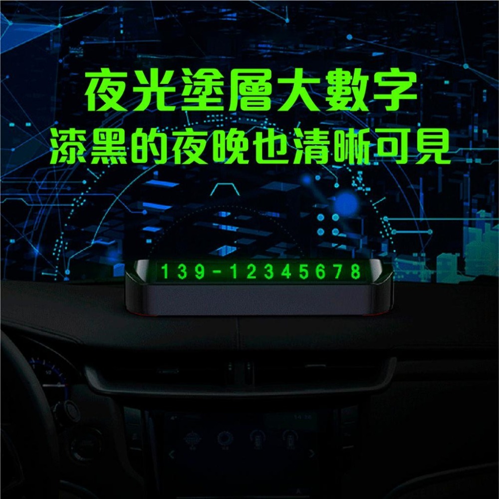 台灣現貨➣ 手機號碼停車牌 七合一 車載 香薰 可插卡 繞線 可隱藏 可替換 手機支架 夜視 大數字-細節圖6