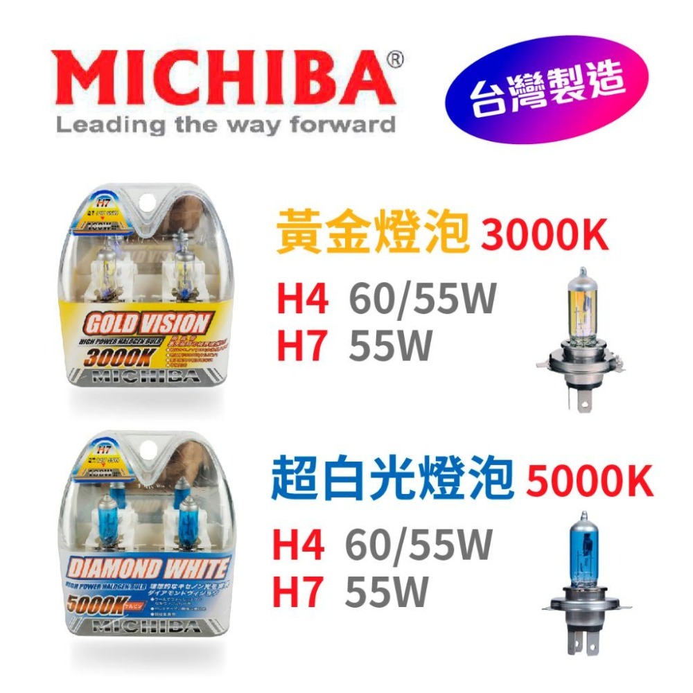 🅜🅘🅣現貨➣ MICHIBA 汽車 大燈燈泡 H4 H7 3000K 5000K 黃金燈泡 超白光 12V55W-細節圖3