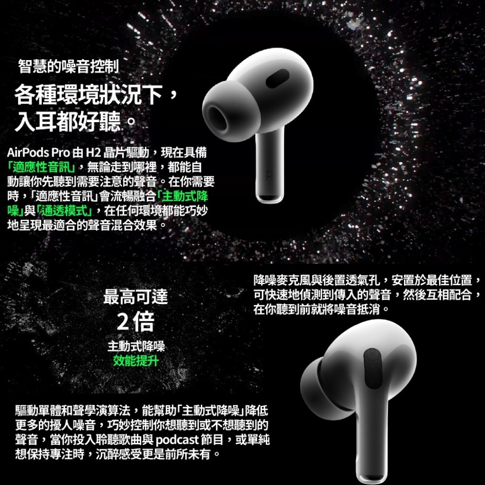 正品 Apple AirPods Pro 藍牙耳機 airpods pro2 代 無線耳機 降噪 通透-細節圖9