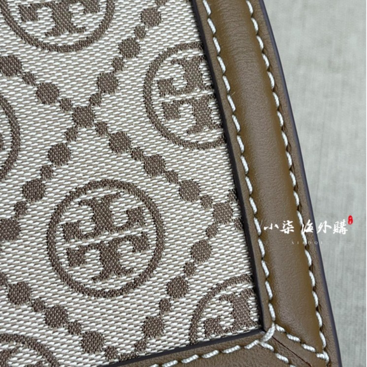 Tory Burch/湯麗柏琦 TB女包 T MONOGRAM  帆布刺繡印花肩背包 單肩包 風琴包 2條肩帶-細節圖5