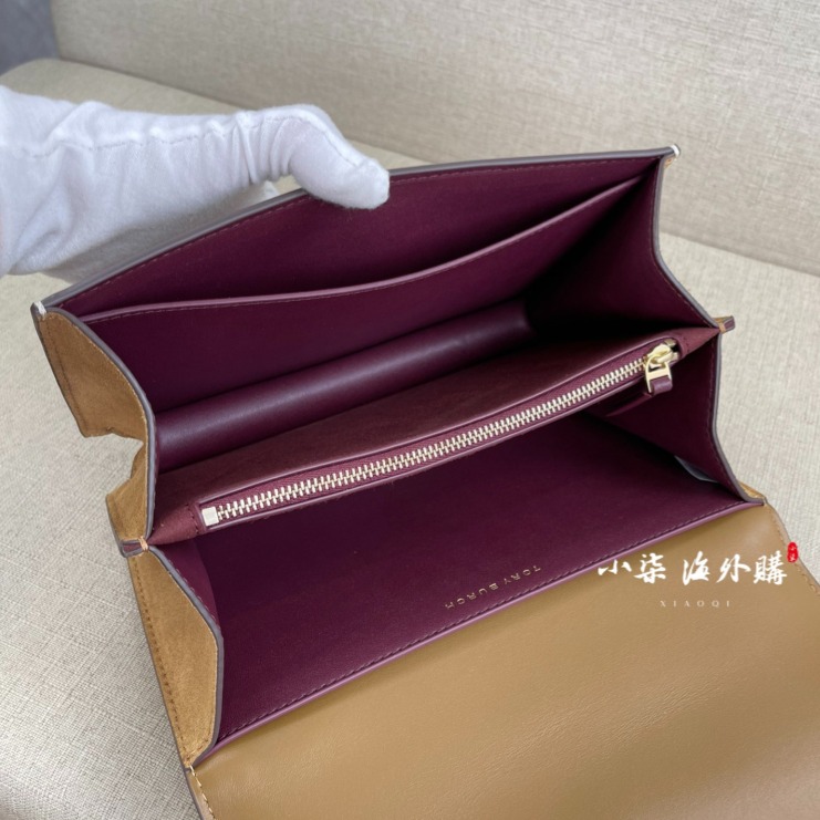 Tory Burch/湯麗柏琦 TB女包 T MONOGRAM  帆布刺繡印花肩背包 單肩包 風琴包 2條肩帶-細節圖8