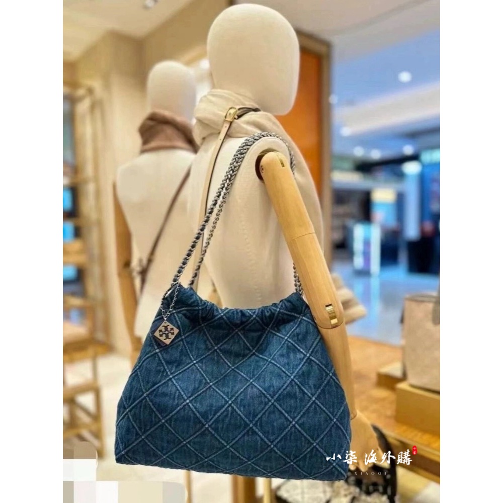 TB美國🇺🇸女包 Tory Burch/湯麗柏琦 TB女包  菱格羊皮 鏈條單肩包 垃圾袋 小羊皮垃圾包-細節圖4