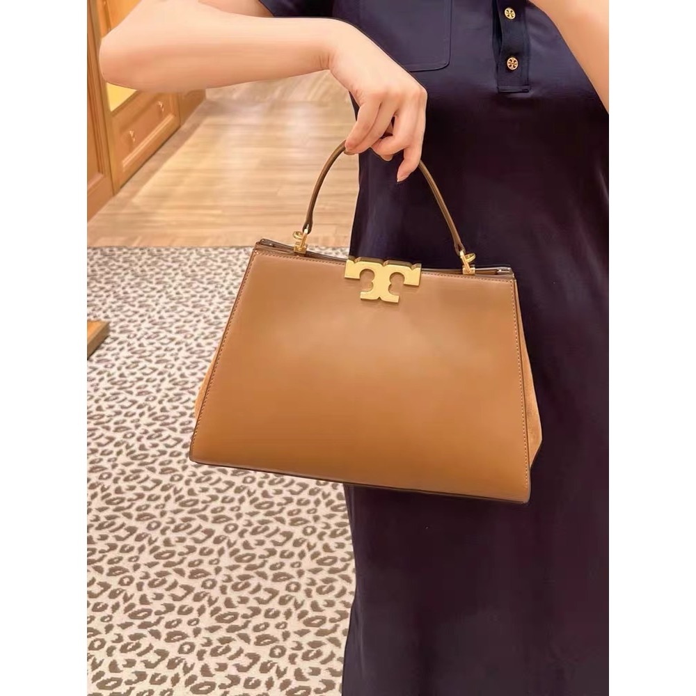 Tory Burch/湯麗柏琦 TB女包 真皮 Eleanor Satchel 名媛包 駝鹿棕 手提包-細節圖5