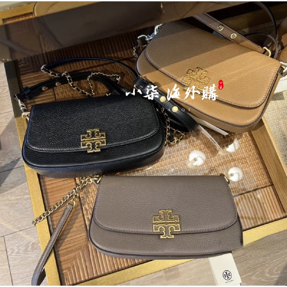 Tory Burch/湯麗柏琦 TB女包 真皮 荔枝紋  腋下包 Britten法棍包 時尚單肩包-細節圖4
