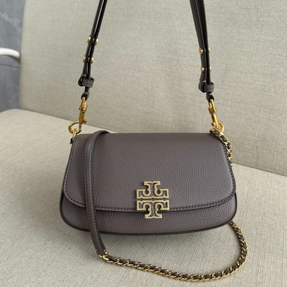 Tory Burch/湯麗柏琦 TB女包 真皮 荔枝紋  腋下包 Britten法棍包 時尚單肩包-細節圖5