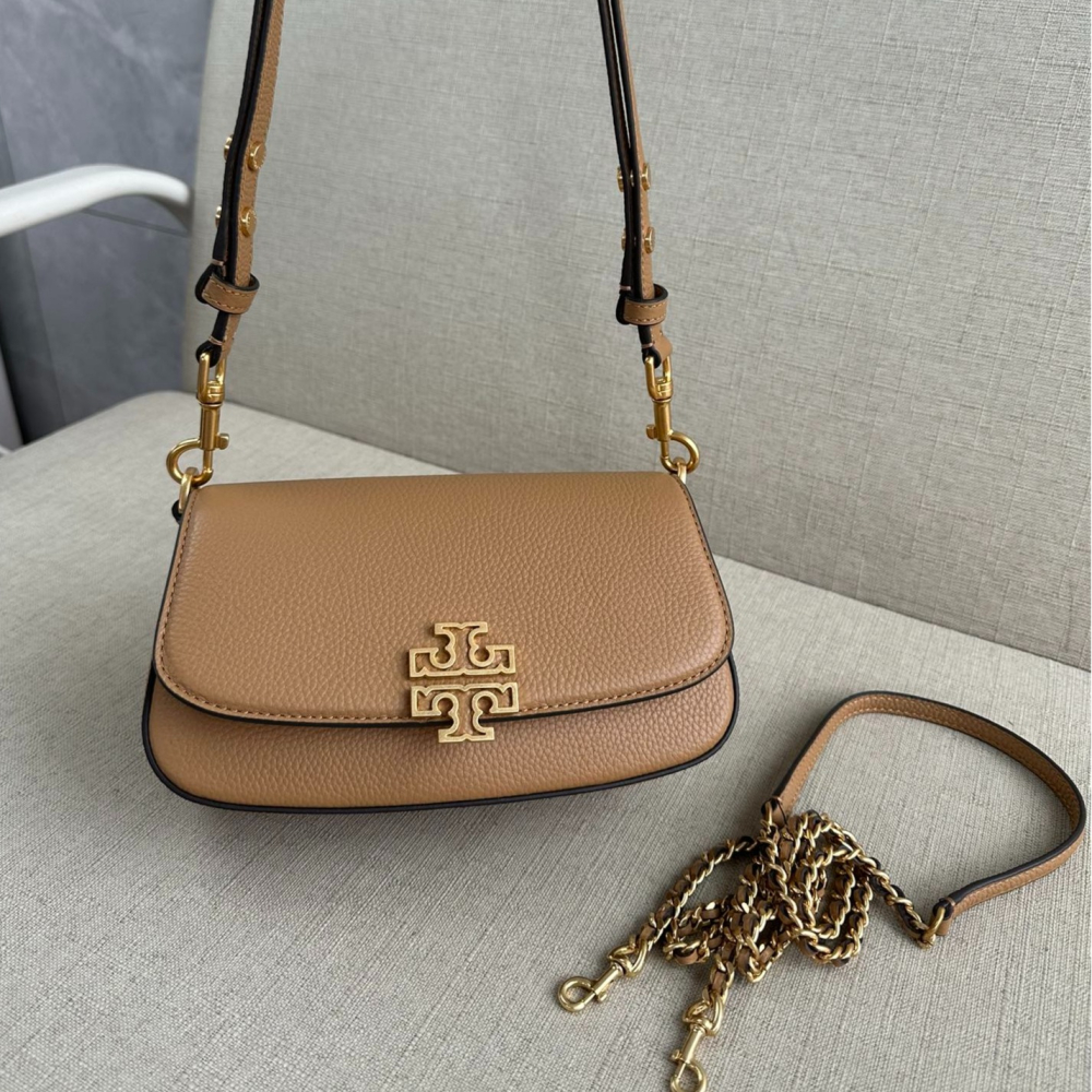 Tory Burch/湯麗柏琦 TB女包 真皮 荔枝紋  腋下包 Britten法棍包 時尚單肩包-細節圖11