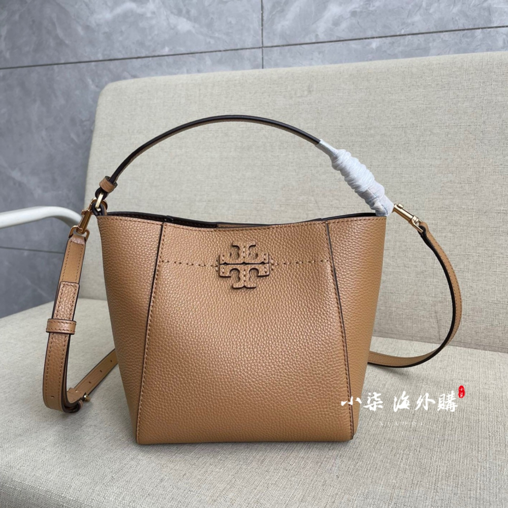 Tory Burch/湯麗柏琦 TB女包  單肩包 手提包 斜挎包 荔枝紋牛皮水桶包-細節圖10