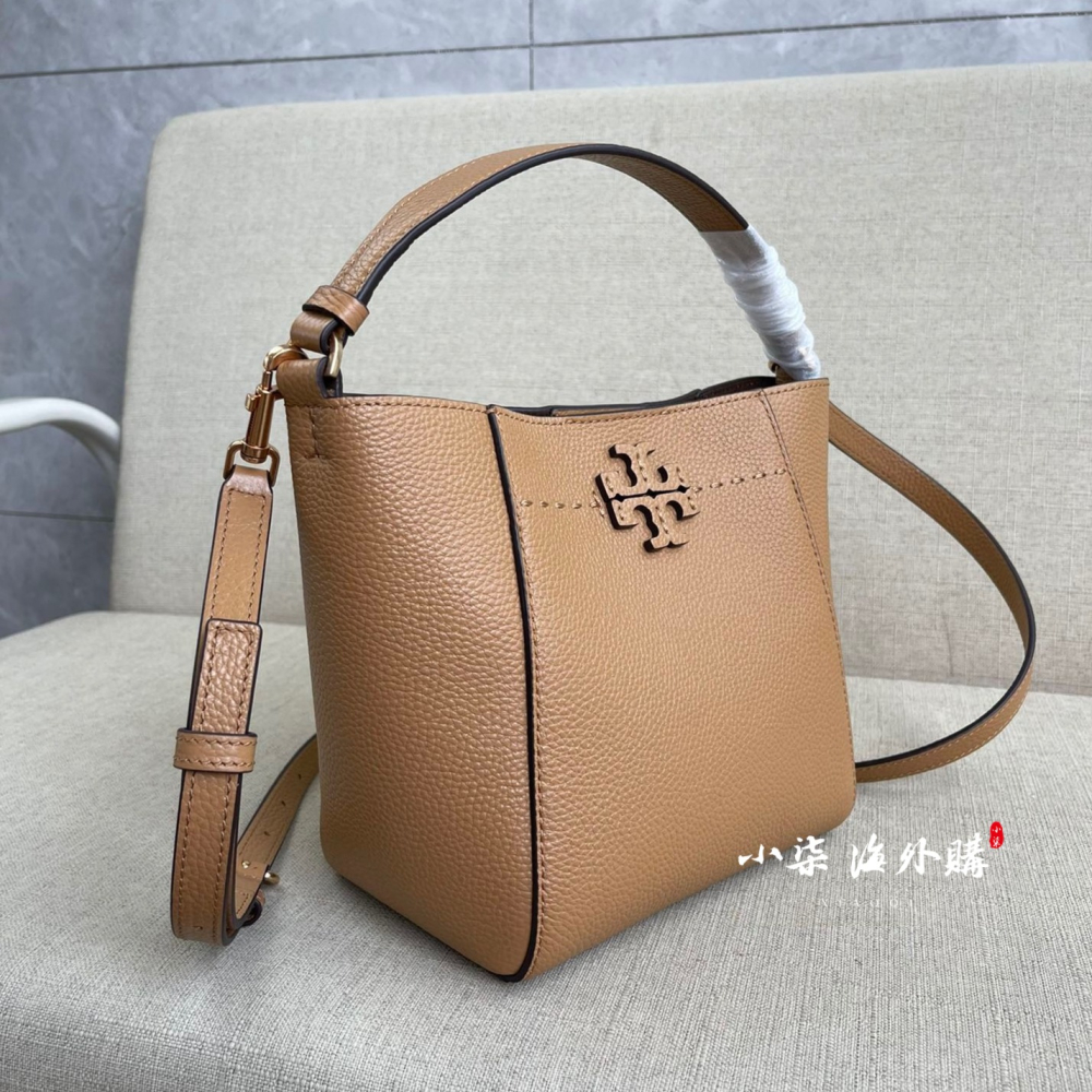 Tory Burch/湯麗柏琦 TB女包 單肩包 手提包 斜挎包 荔枝紋牛皮水桶包 實物拍攝-細節圖4