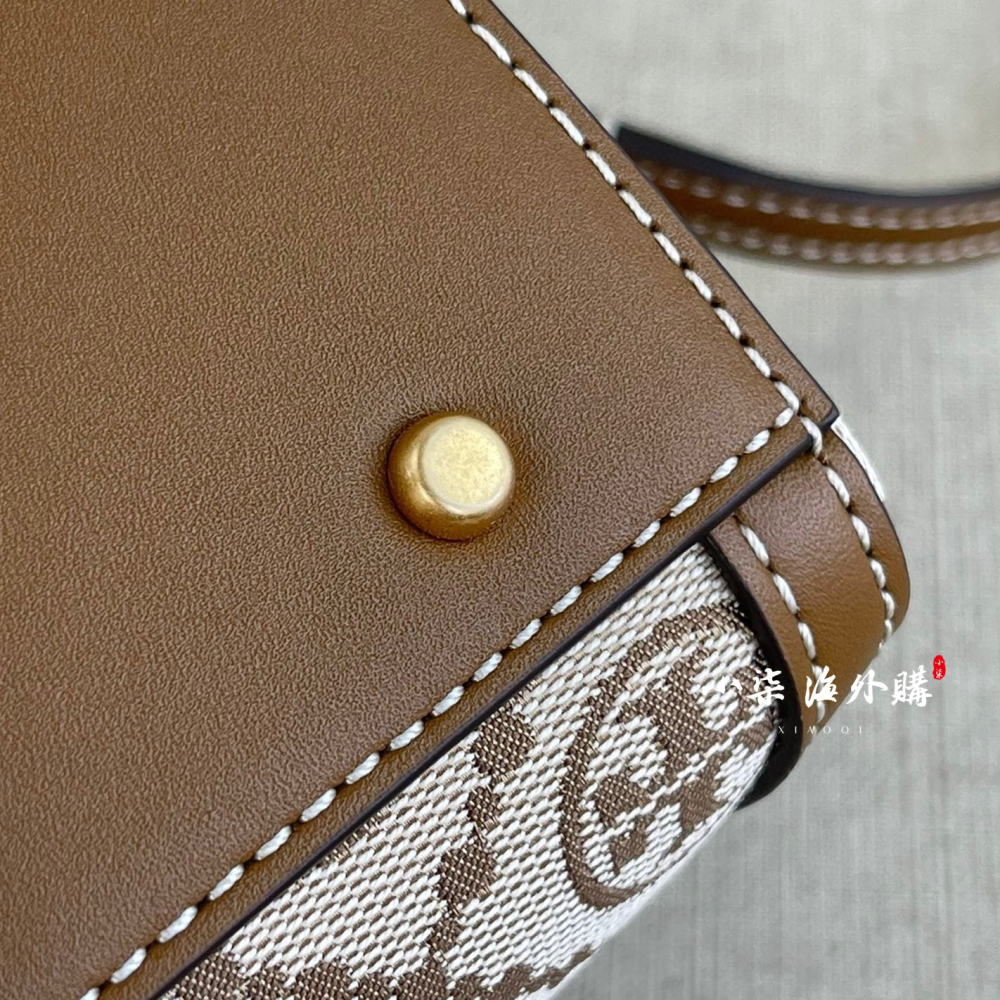 Tory Burch/湯麗柏琦 TB經典款老花 焦糖色 大款波士頓包 斜背包 枕頭包-細節圖10