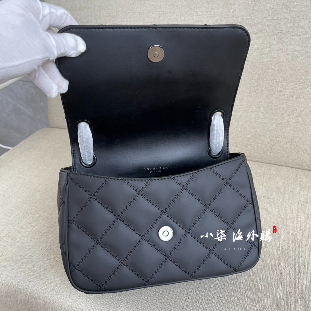 Tory Burch/湯麗柏琦 TB Willa 車線菱格 消光黑 迷你斜背包 小廢包 WOC包-細節圖8