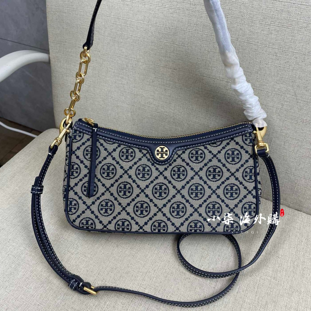 實物拍攝Tory Burch 經典老花 腋下包 斜背 手提 肩背 TB女包 JACQUARD STUDIO BAG-細節圖2