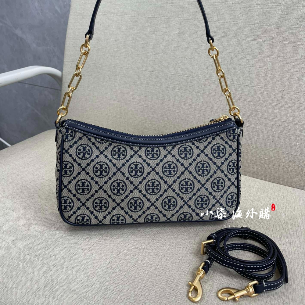 實物拍攝Tory Burch 經典老花 腋下包 斜背 手提 肩背 TB女包 JACQUARD STUDIO BAG-細節圖3