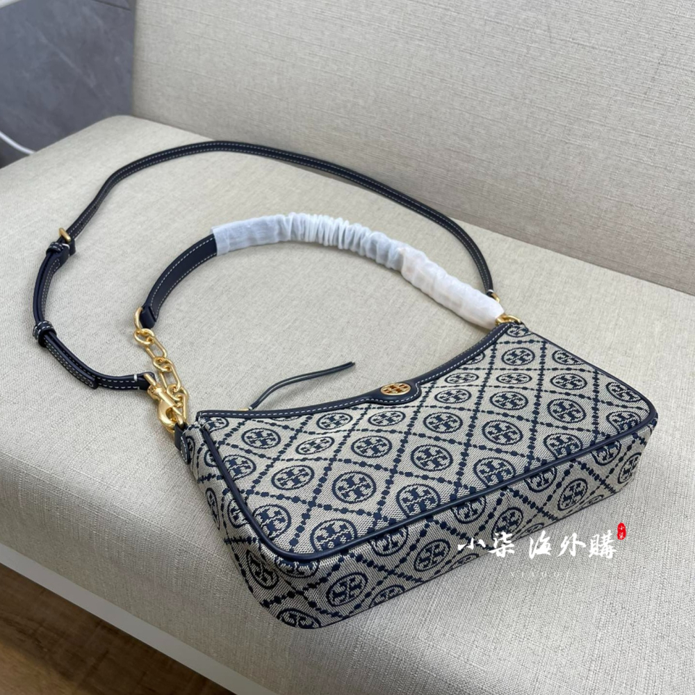 實物拍攝Tory Burch 經典老花 腋下包 斜背 手提 肩背 TB女包 JACQUARD STUDIO BAG-細節圖5