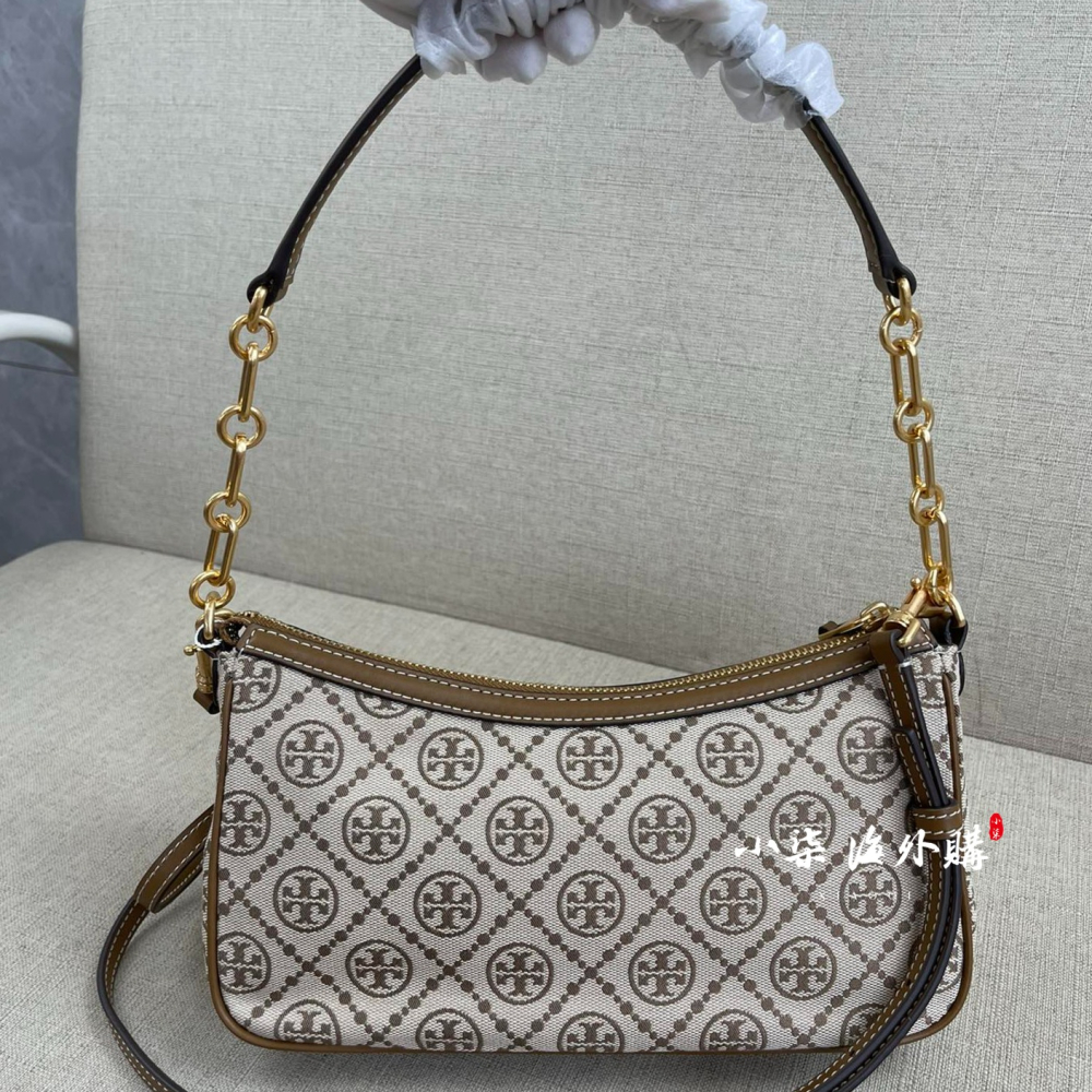 實物拍攝Tory Burch 經典老花 腋下包 斜背 手提 肩背 TB女包 JACQUARD STUDIO BAG-細節圖9