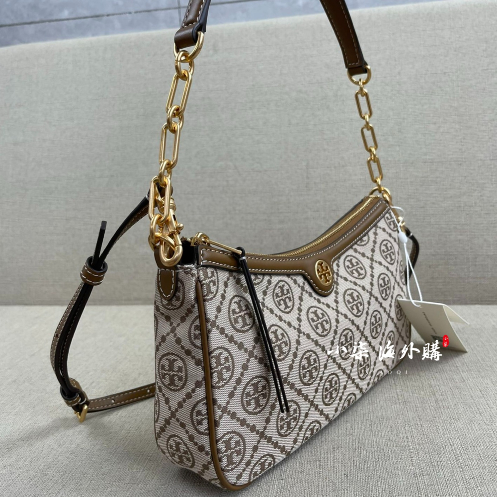 實物拍攝Tory Burch 經典老花 腋下包 斜背 手提 肩背 TB女包 JACQUARD STUDIO BAG-細節圖10