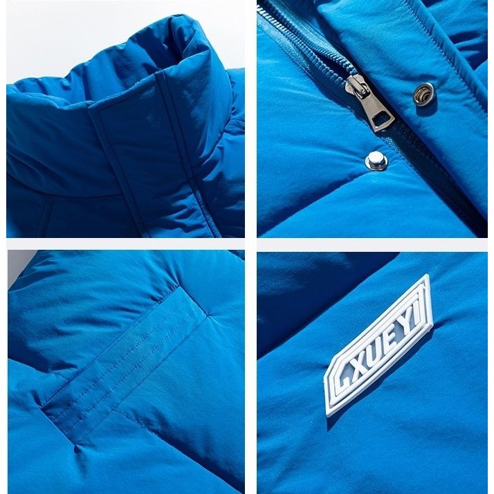 vic004702__克萊因藍色短款立領棉服外套(預購)-細節圖3