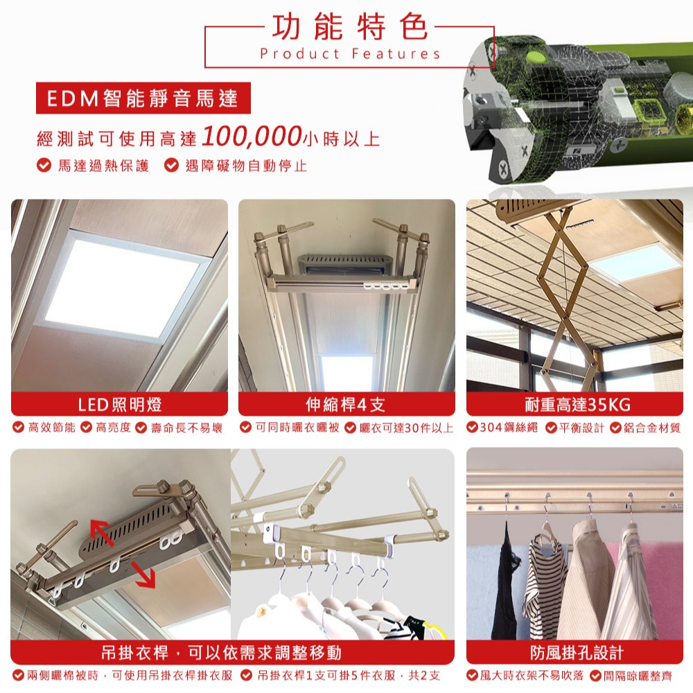 【全機保固2年‧馬達3年‧含基本安裝】 TEW台熱牌萬里晴電動升降曬衣架(TCM-210MG22+)(居家旗艦款)-細節圖5