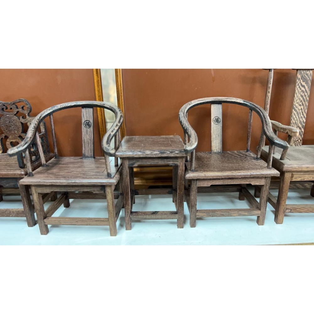 雞翅木製 兩椅一几 官帽椅 圈椅 福字椅-細節圖3