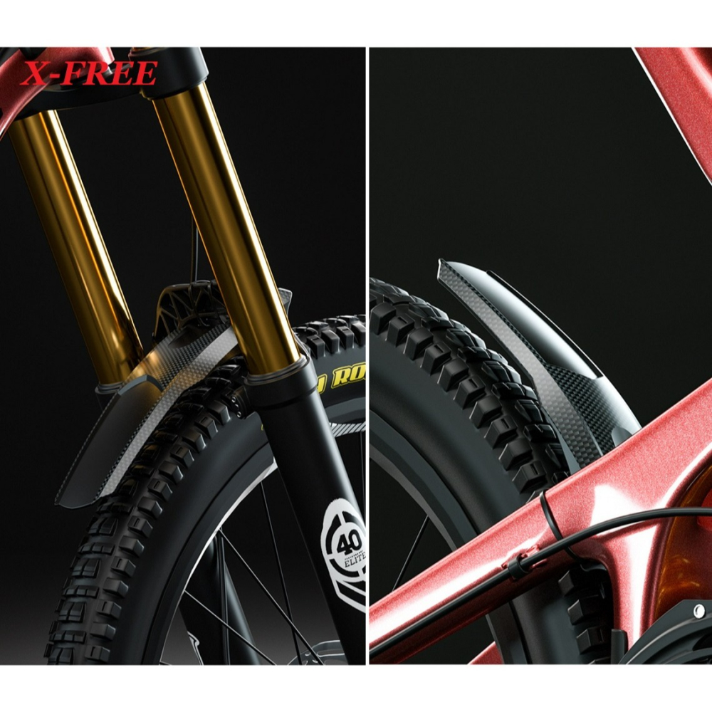 X-FREE升級版碳纖紋硬殼檔泥板 單片束帶型擋水板 自行車前後通用後擋泥板 前檔泥片土除-細節圖6