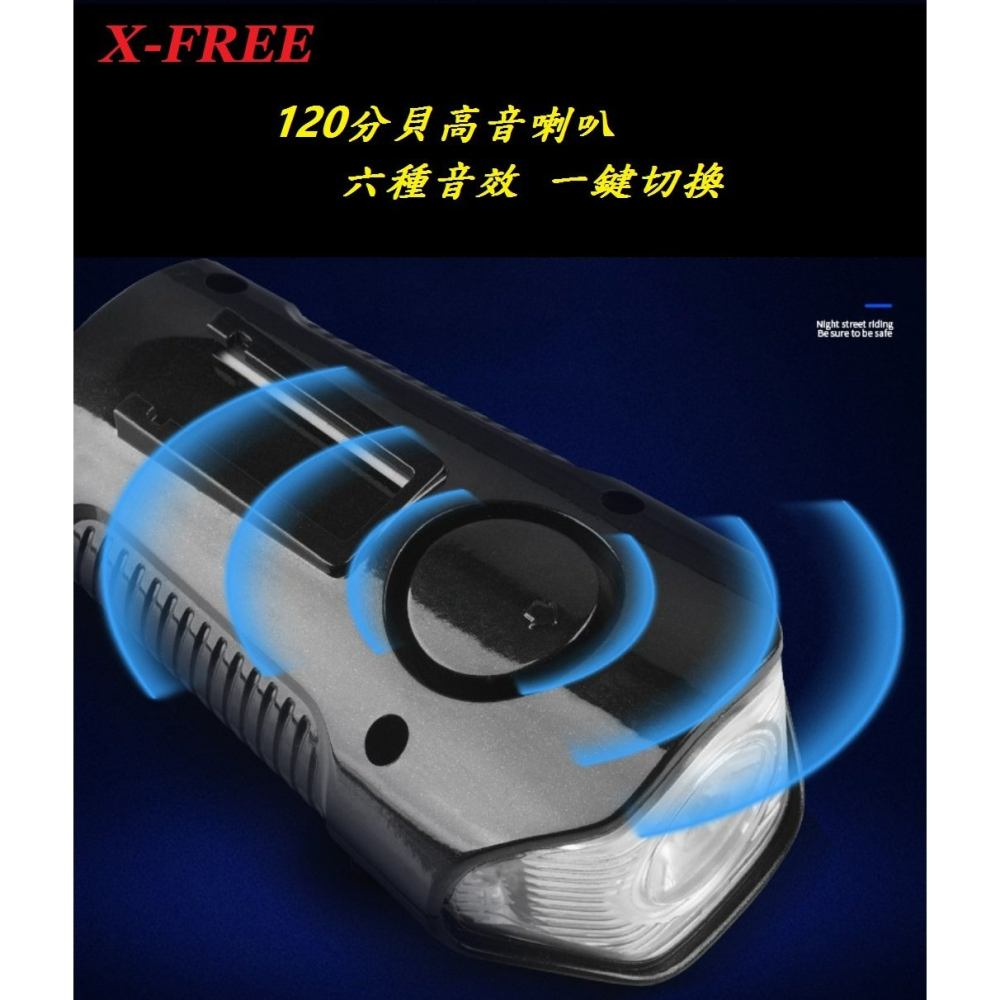 X-FREE 獨眼龍 車前燈+喇叭+碼表 USB充電 腳踏車頭燈 自行車燈 單車前燈 手電筒定位燈警示燈 C0147-細節圖4