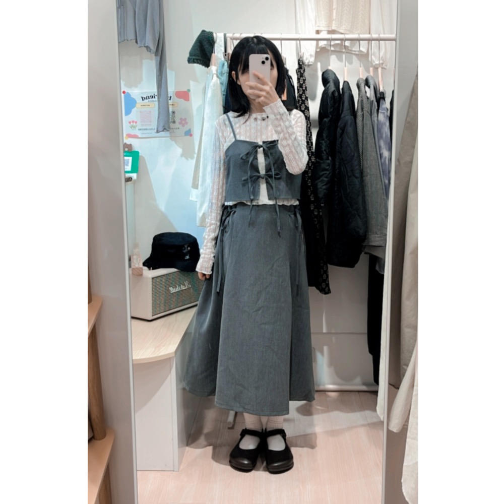 側腰綁帶西裝七分裙-細節圖4