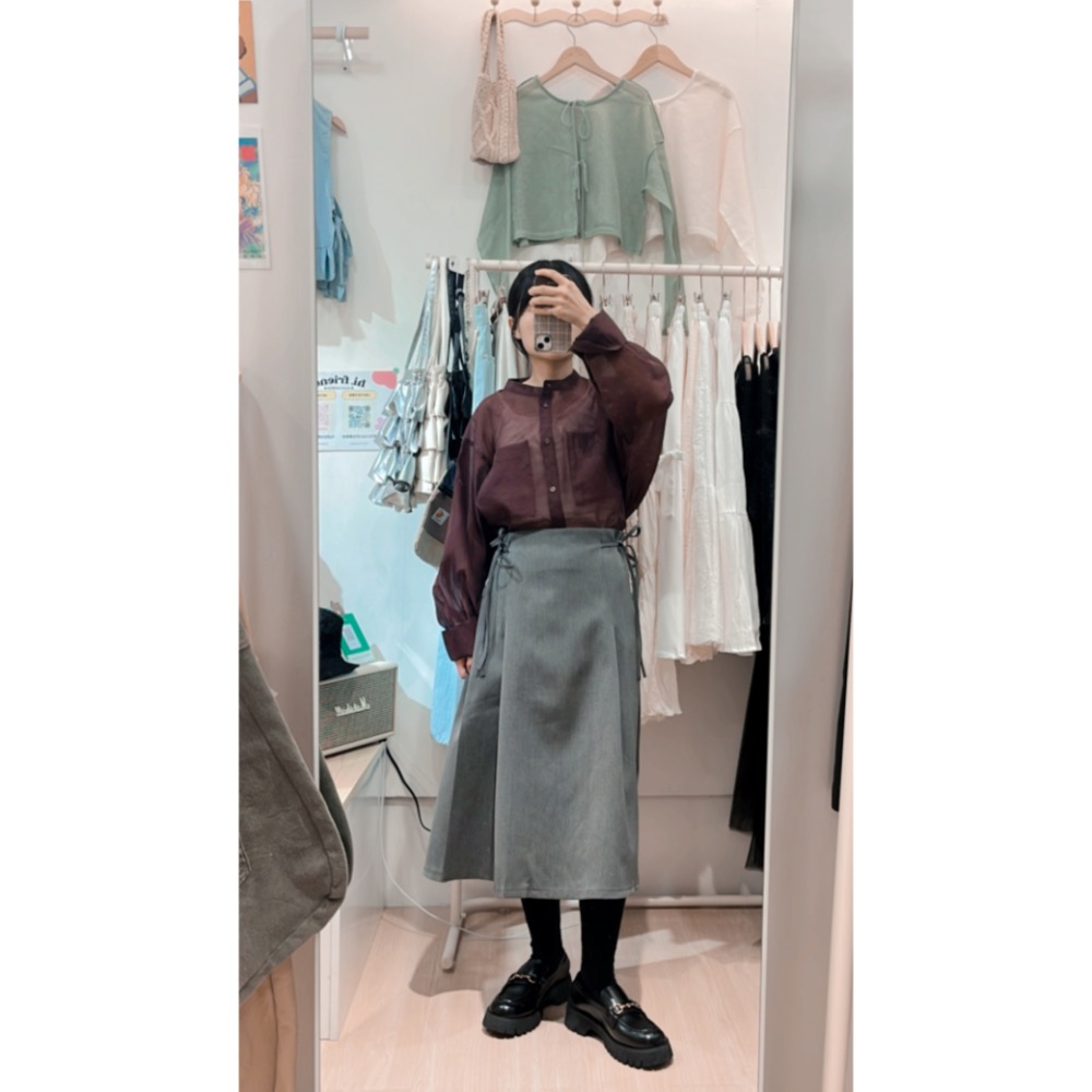 側腰綁帶西裝七分裙-細節圖8