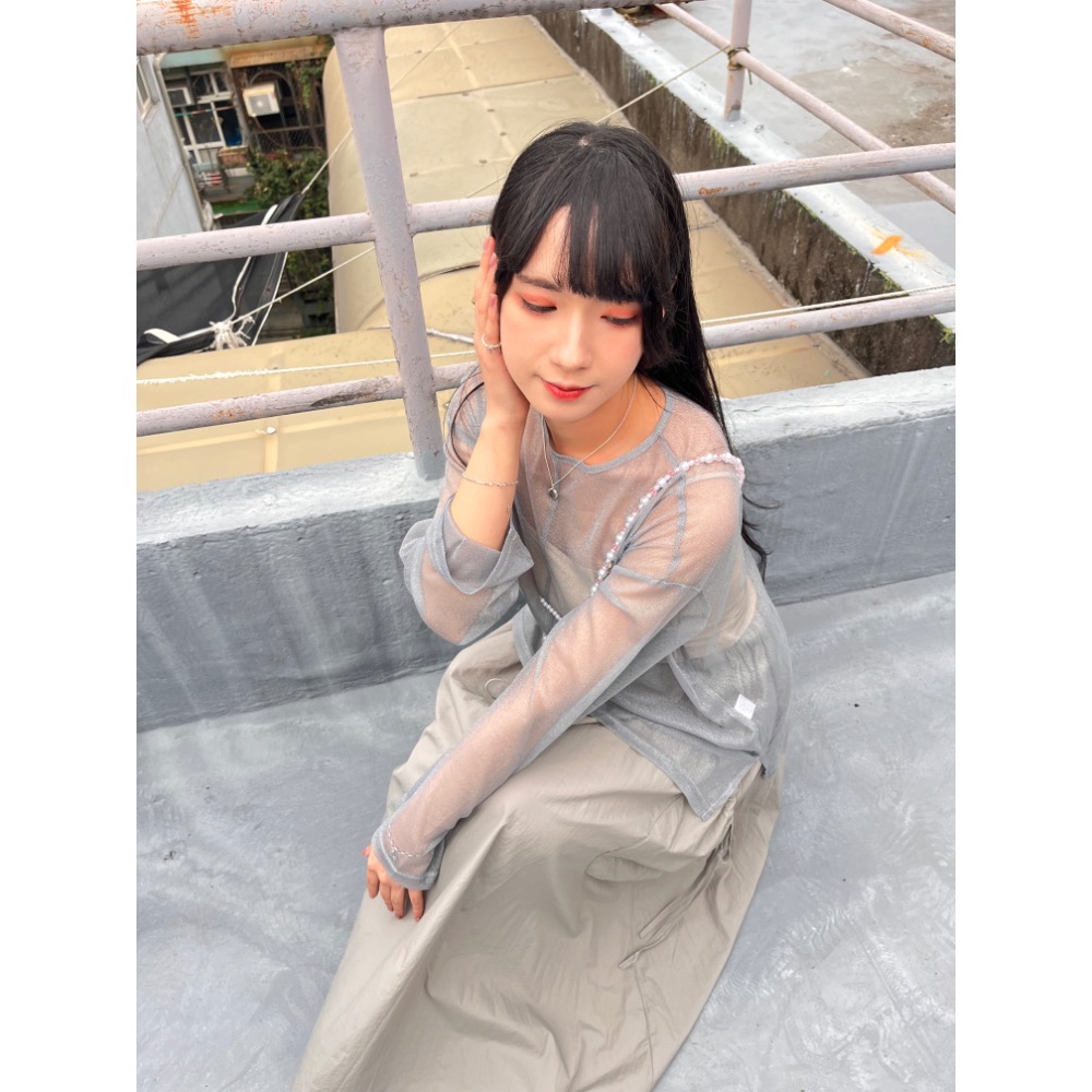 閃亮網紗打底外罩兩穿衣-細節圖2