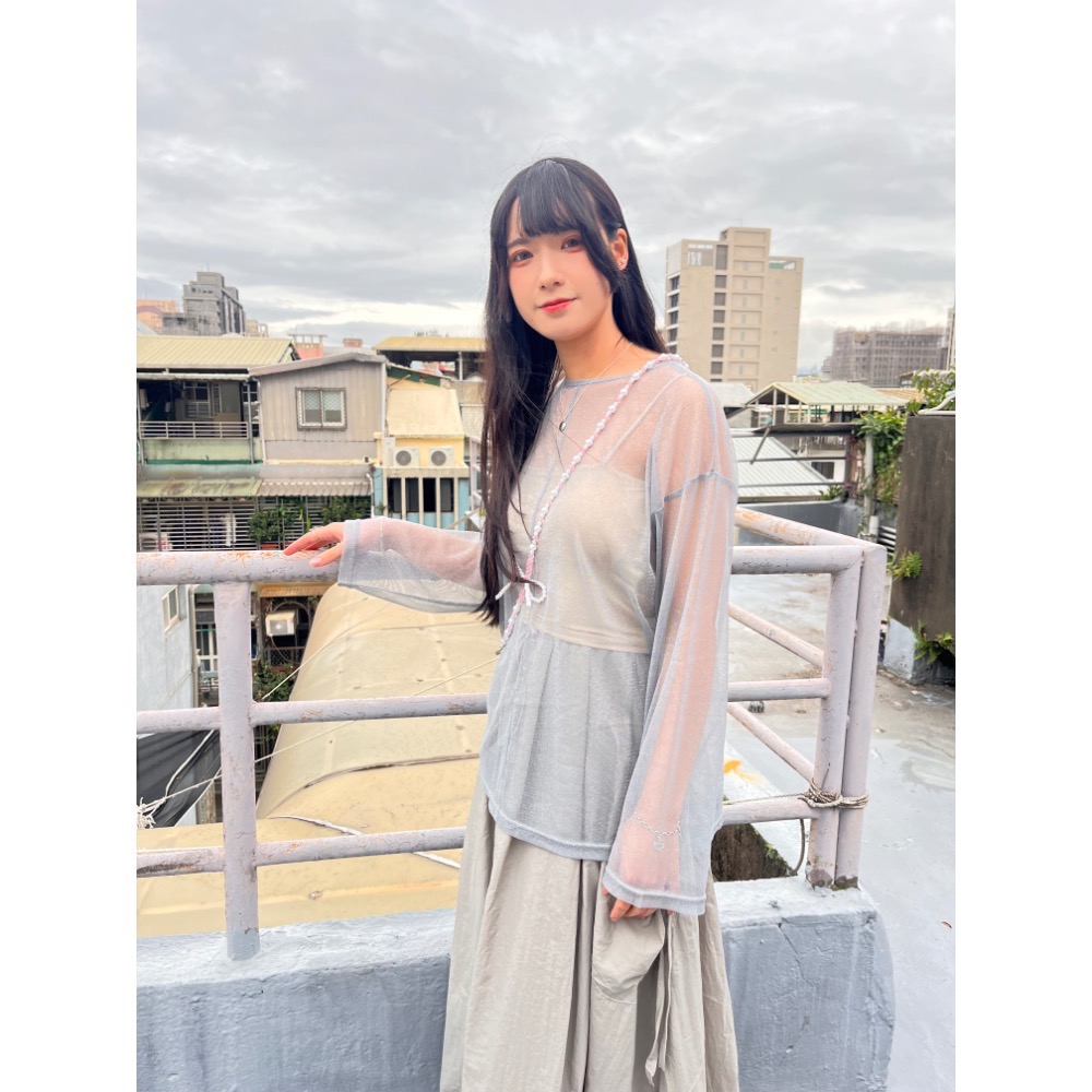 閃亮網紗打底外罩兩穿衣-細節圖3