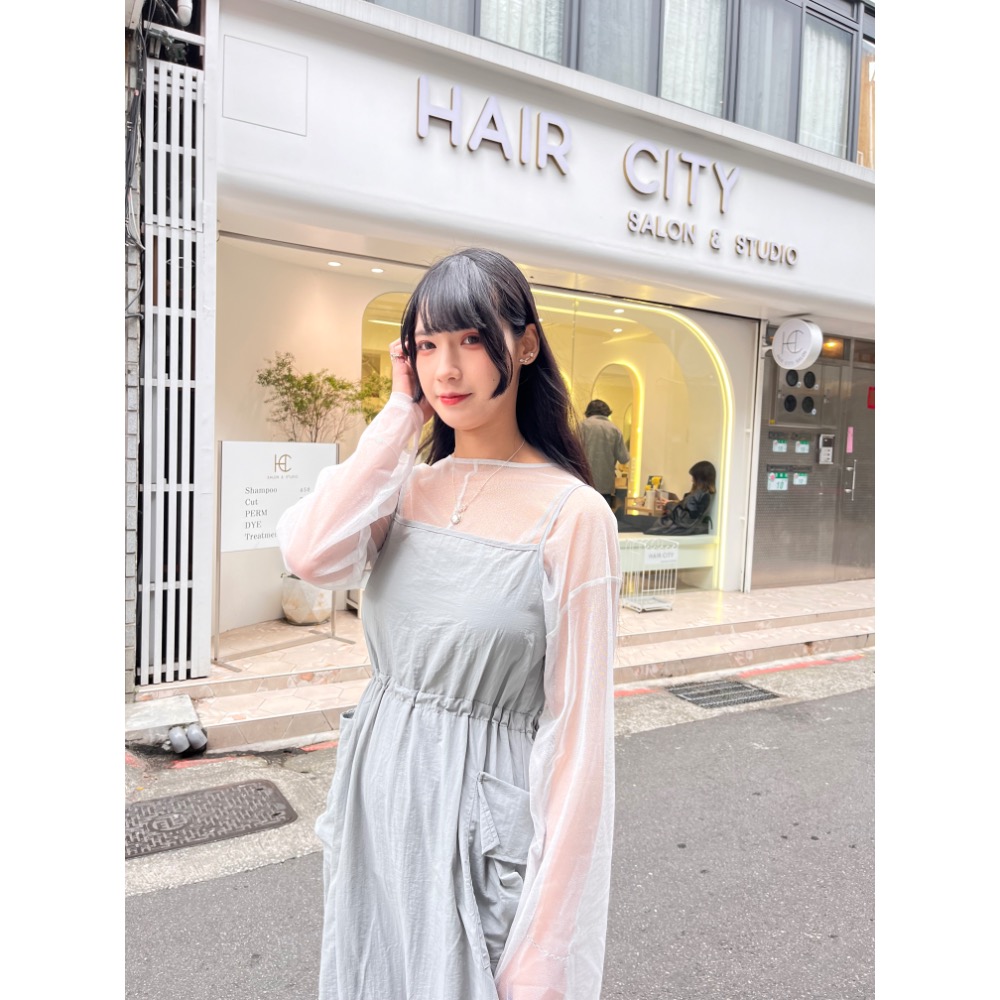 收腰花苞工裝連身裙-細節圖3