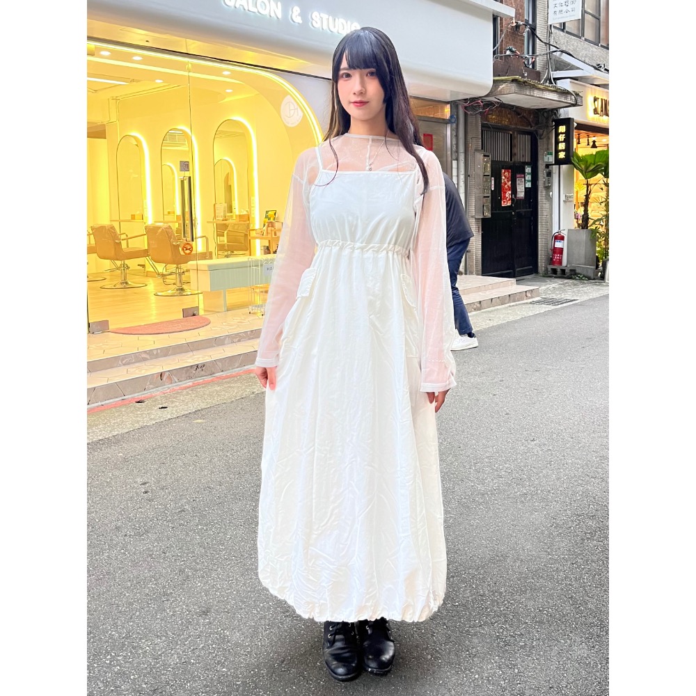 收腰花苞工裝連身裙-細節圖7