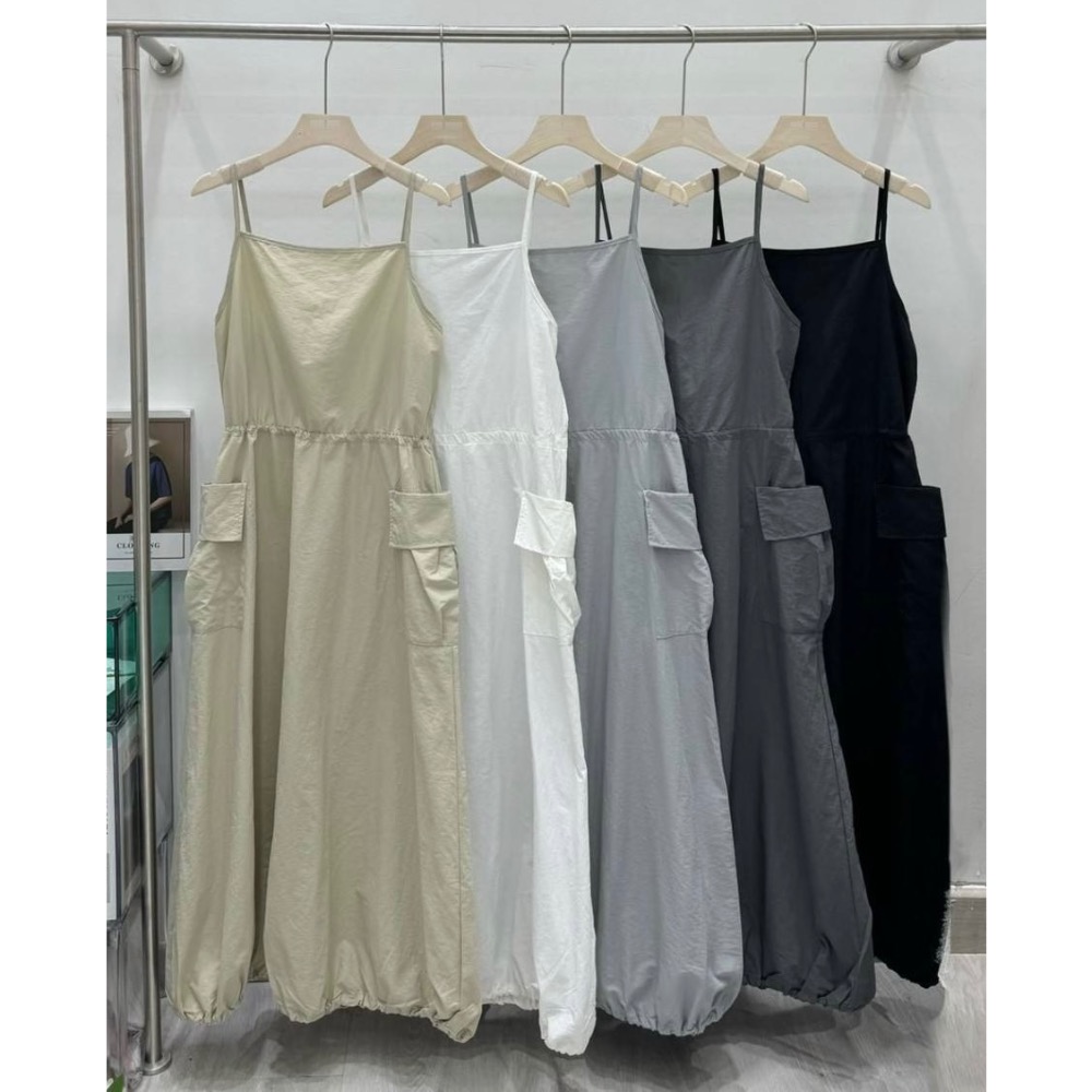 收腰花苞工裝連身裙-細節圖11